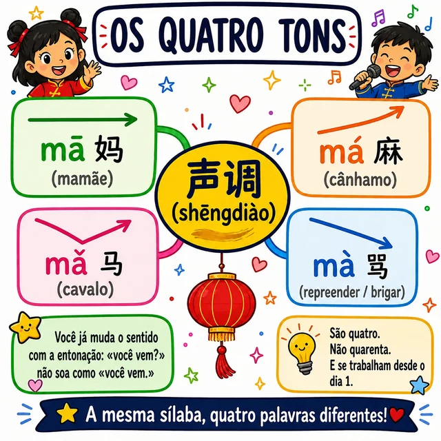 Mapa mental: os quatro tons do chinês