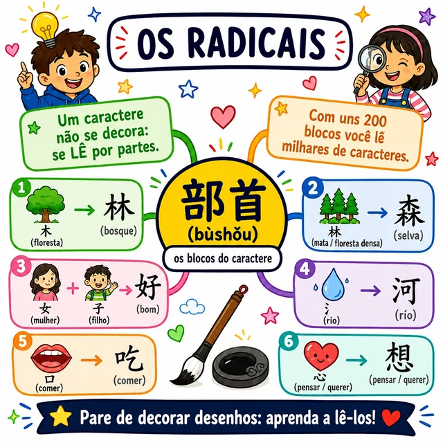 Mapa mental: os radicais, as peças do caractere